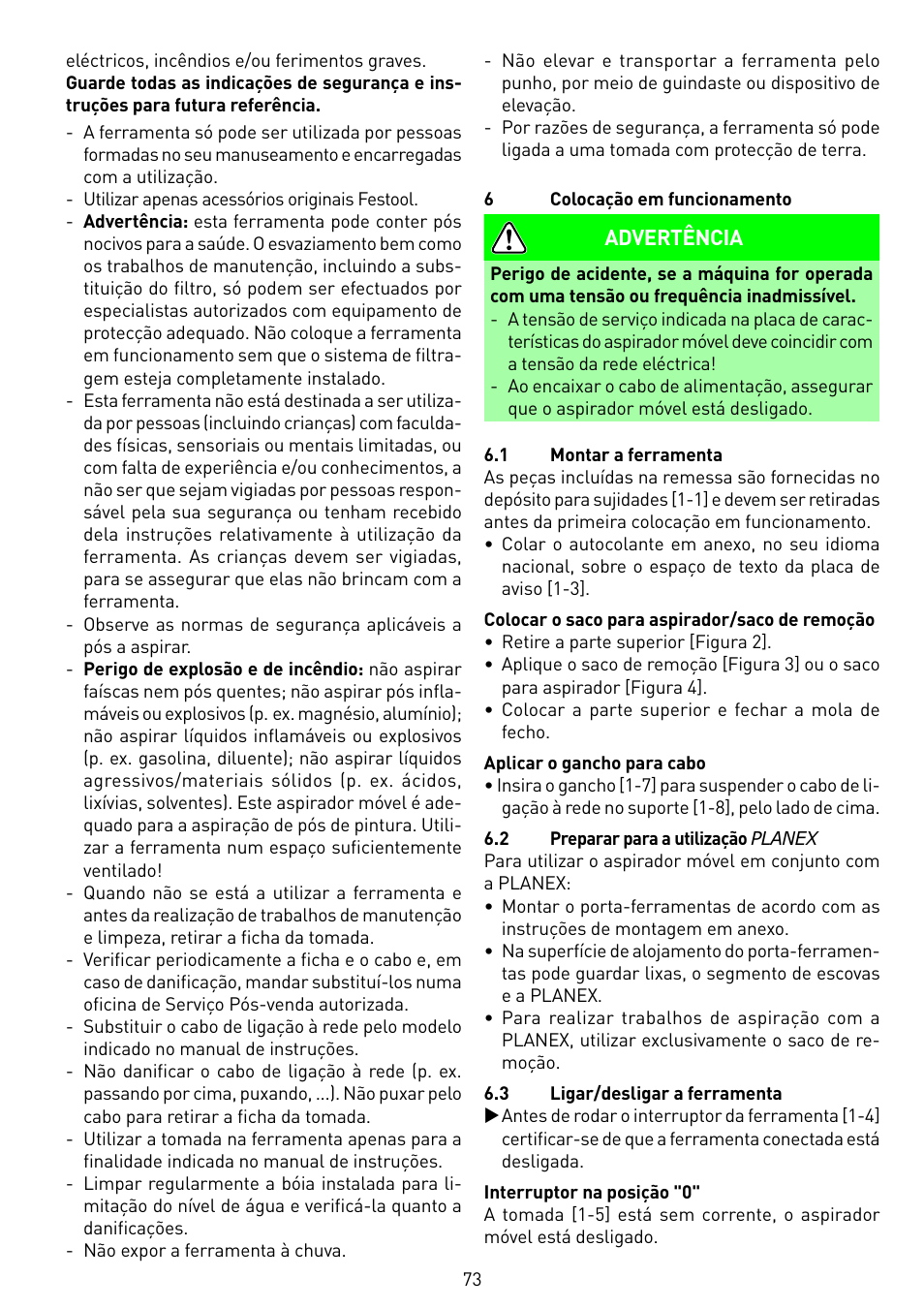 Festool SRM 45 E-LHS 225 PLANEX User Manual | Page 73 / 102