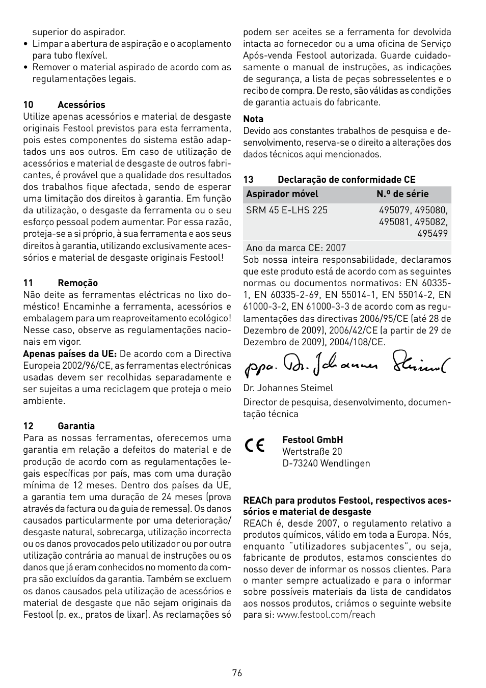 Festool SRM 45 E-LHS 225 PLANEX User Manual | Page 76 / 102