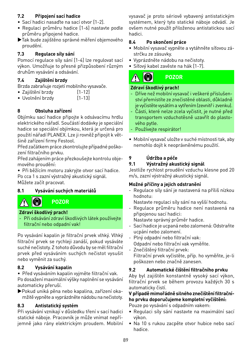 Festool SRM 45 E-LHS 225 PLANEX User Manual | Page 89 / 102