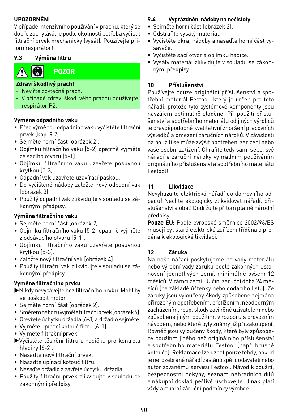 Festool SRM 45 E-LHS 225 PLANEX User Manual | Page 90 / 102