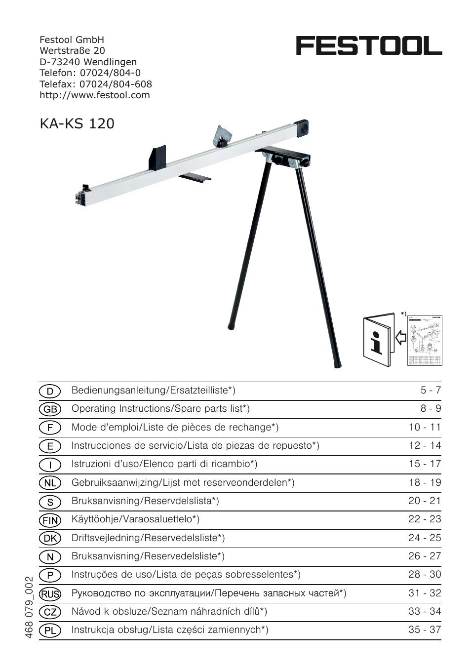 Festool kapex_kappanschlag User Manual | 38 pages