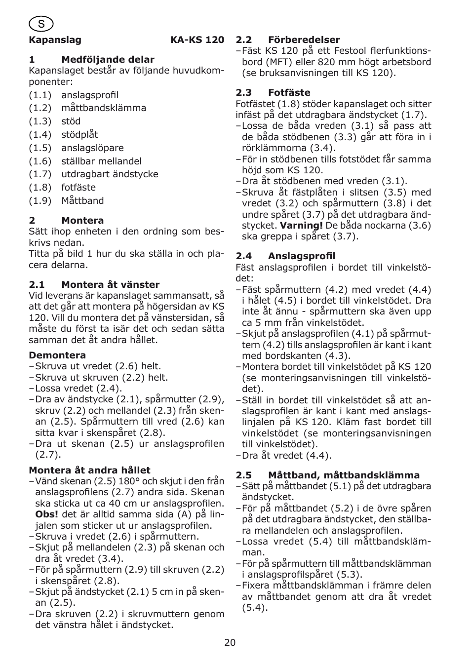 Festool kapex_kappanschlag User Manual | Page 20 / 38