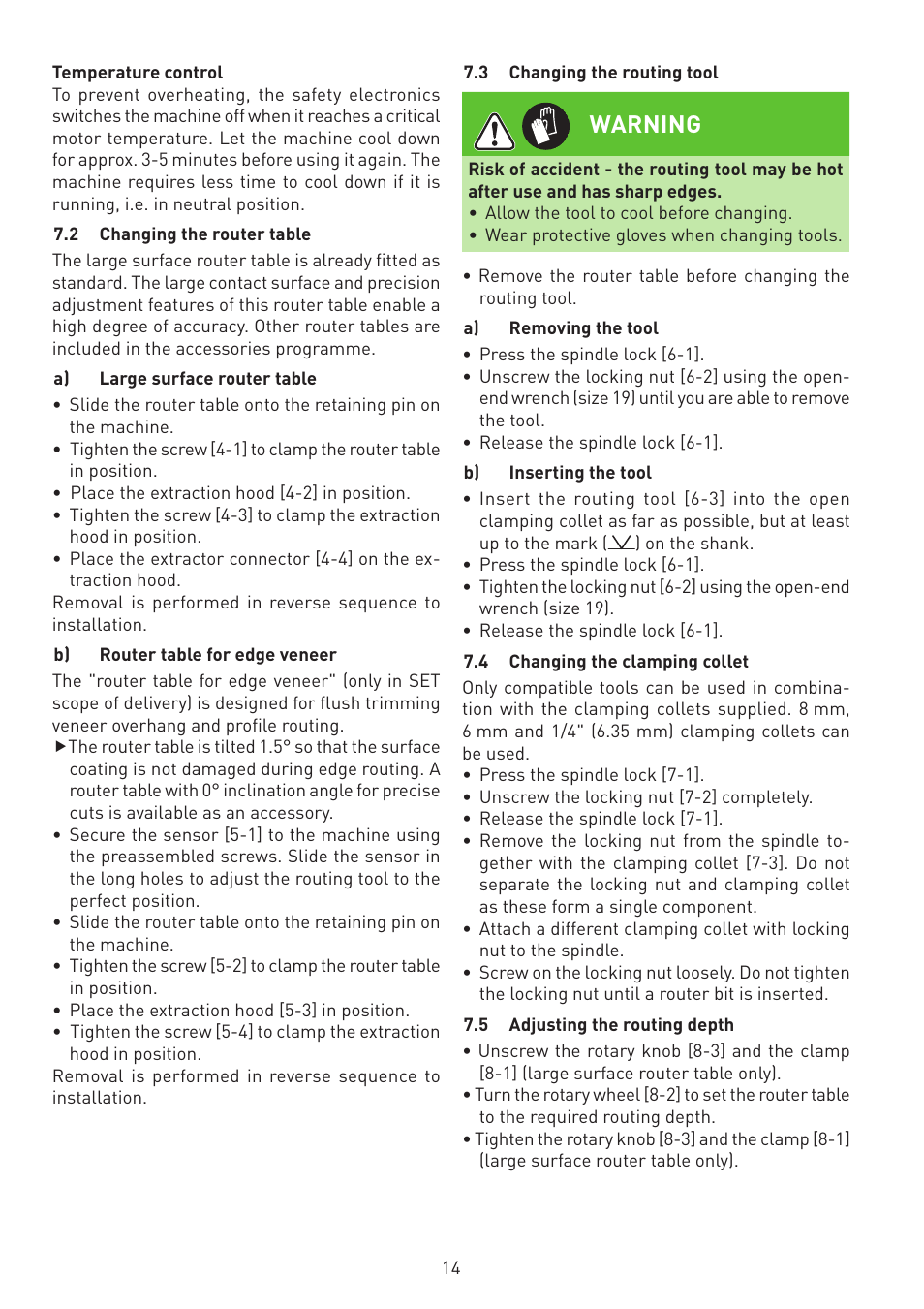 Warning | Festool MFK 700 EQ User Manual | Page 14 / 92