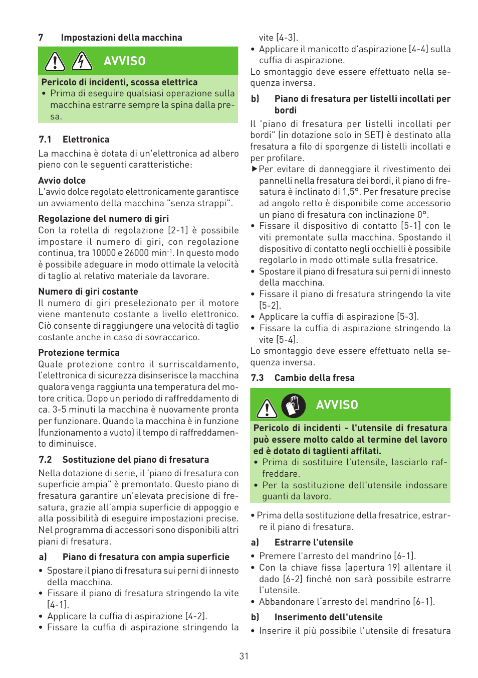 Avviso | Festool MFK 700 EQ User Manual | Page 31 / 92