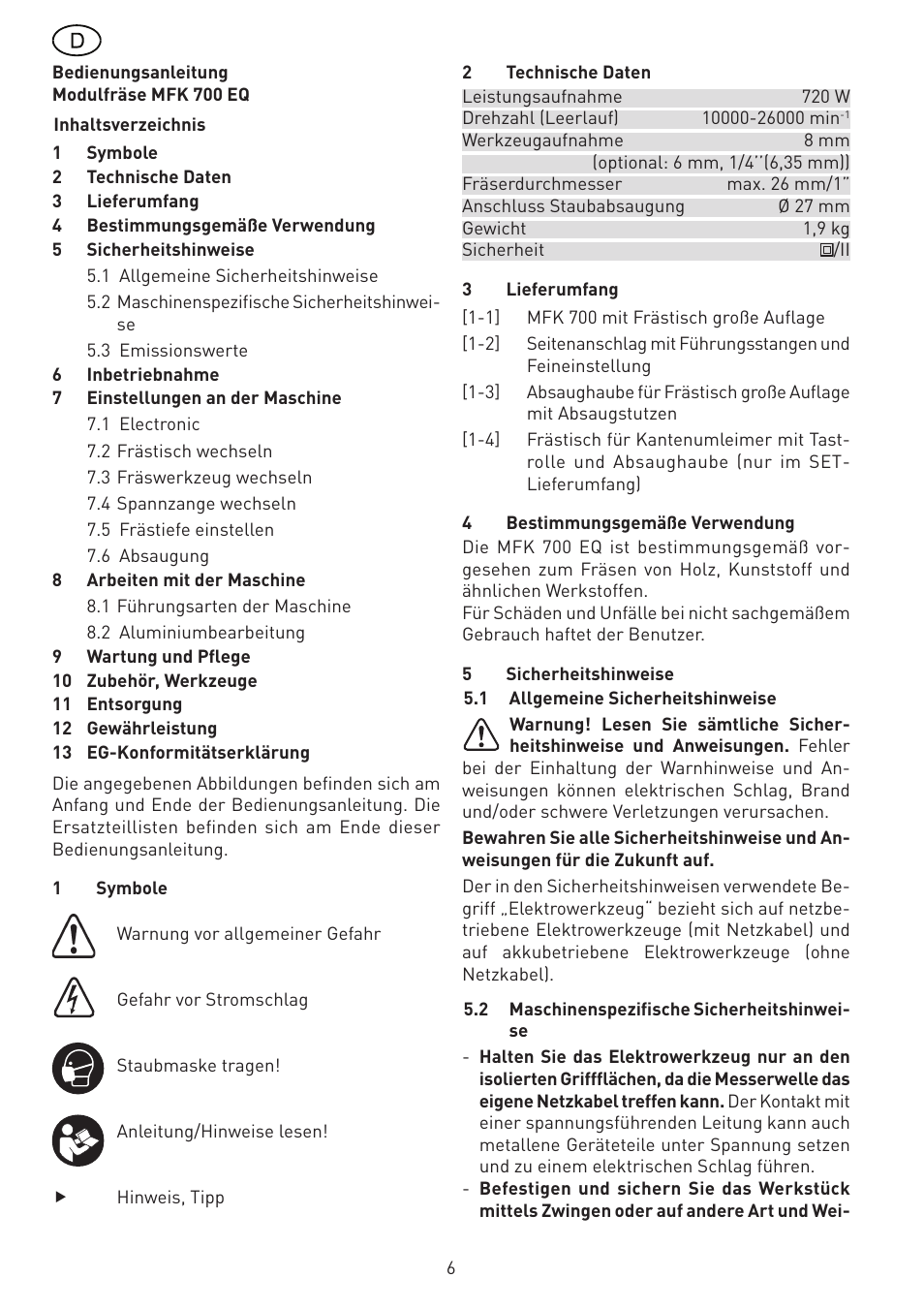 Festool MFK 700 EQ User Manual | Page 6 / 92