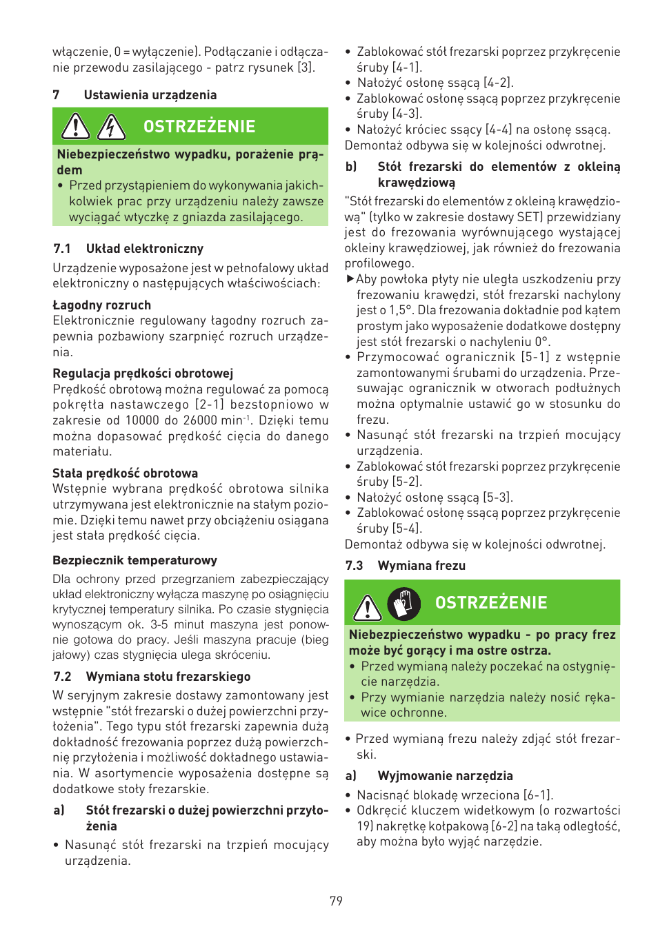 Ostrzeżenie | Festool MFK 700 EQ User Manual | Page 79 / 92