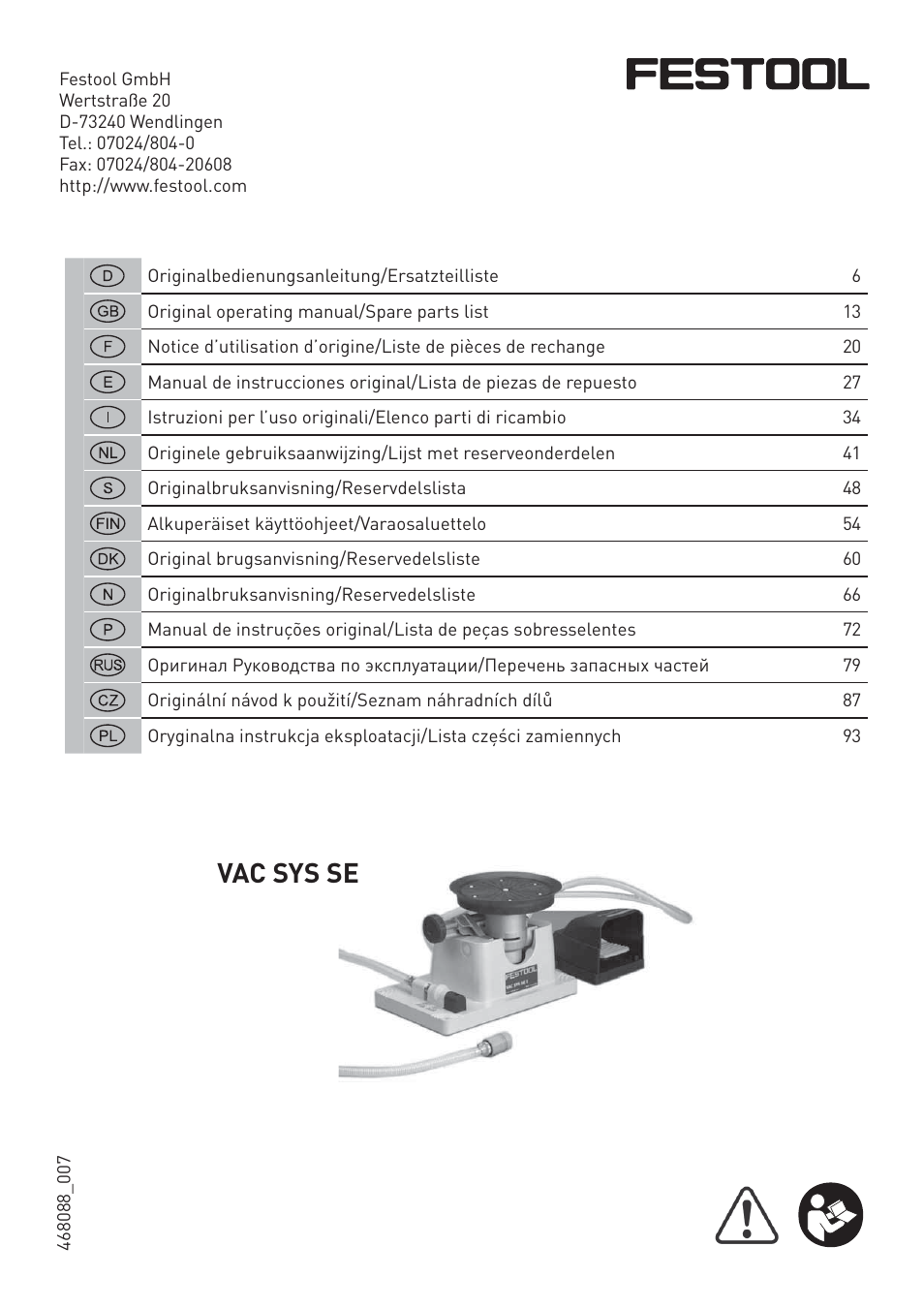 Festool VAC SYS User Manual | 101 pages