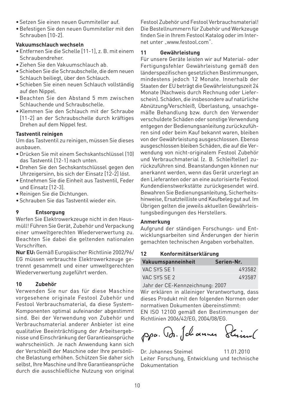 Festool VAC SYS User Manual | Page 10 / 101