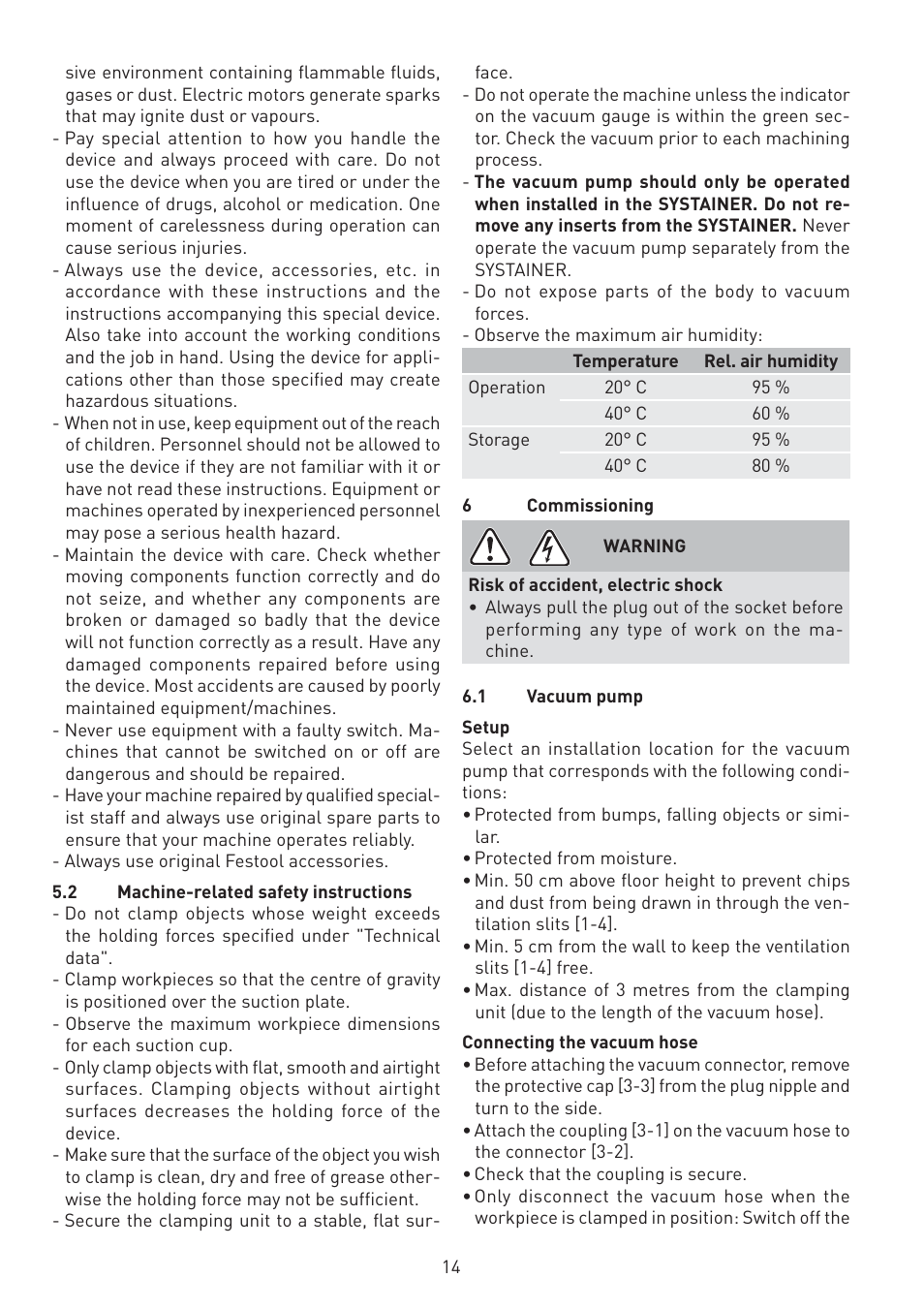 Festool VAC SYS User Manual | Page 14 / 101