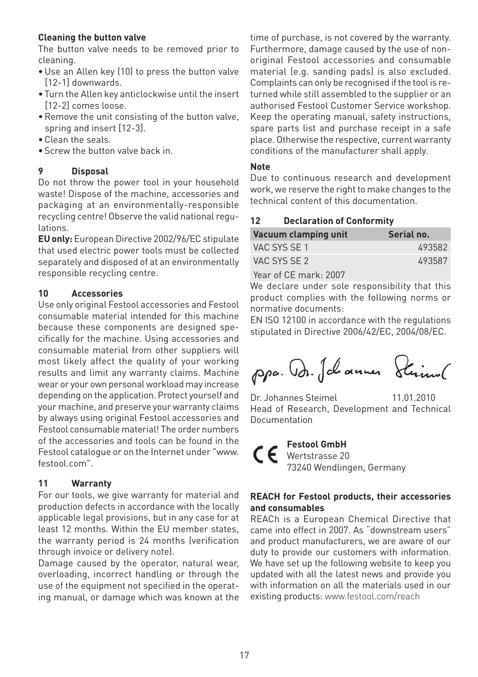 Festool VAC SYS User Manual | Page 17 / 101