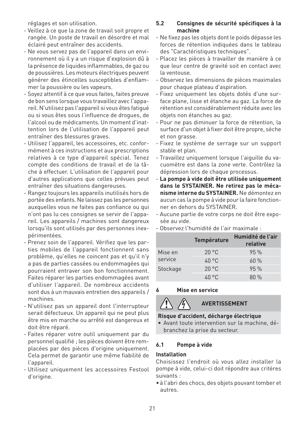 Festool VAC SYS User Manual | Page 21 / 101