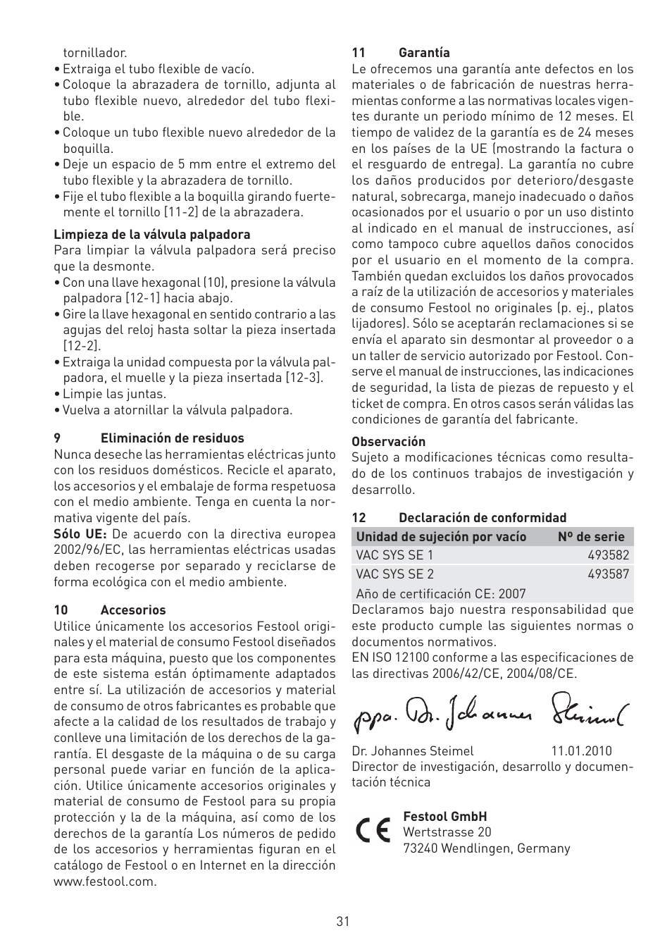Festool VAC SYS User Manual | Page 31 / 101