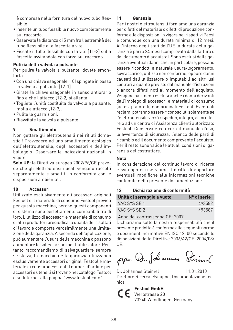 Festool VAC SYS User Manual | Page 38 / 101