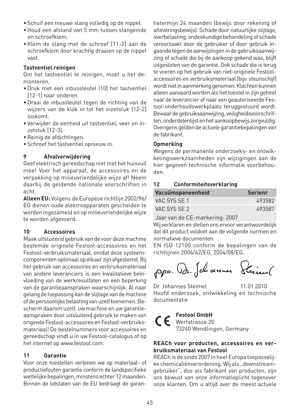 Festool VAC SYS User Manual | Page 45 / 101