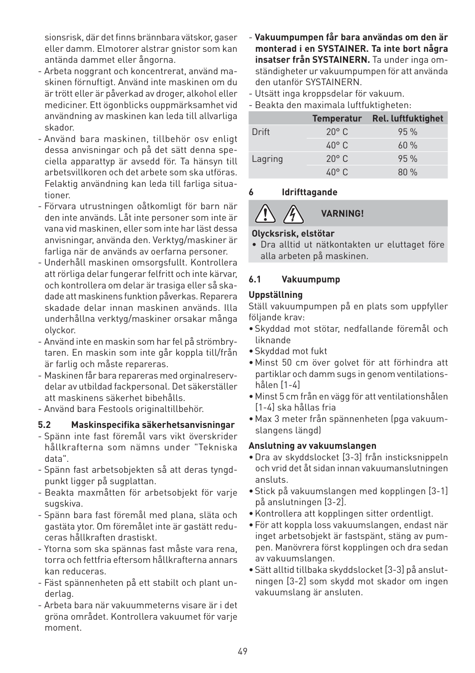 Festool VAC SYS User Manual | Page 49 / 101