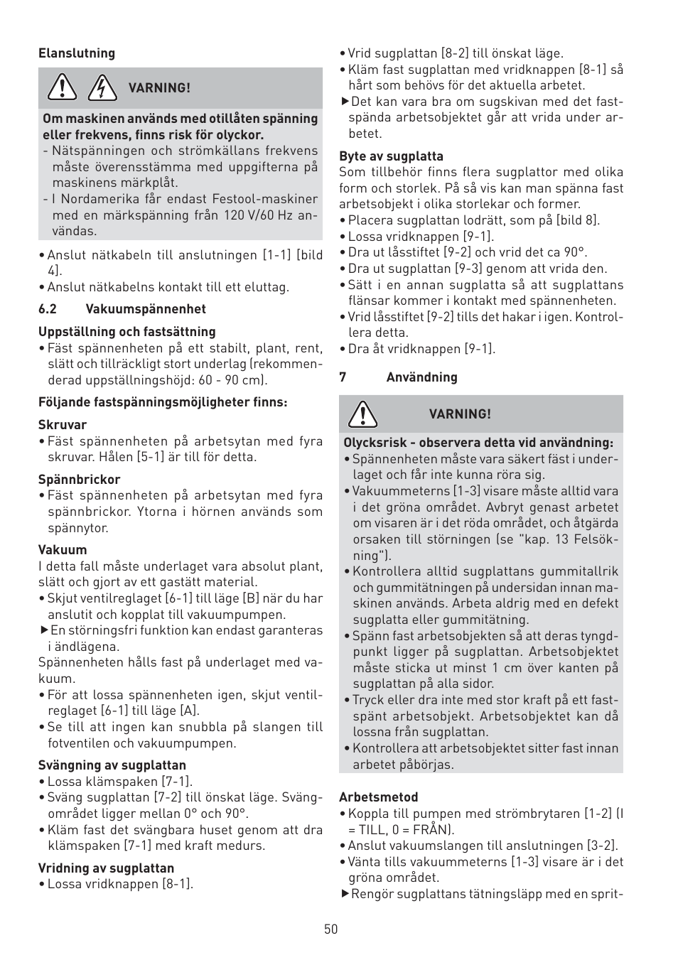 Festool VAC SYS User Manual | Page 50 / 101