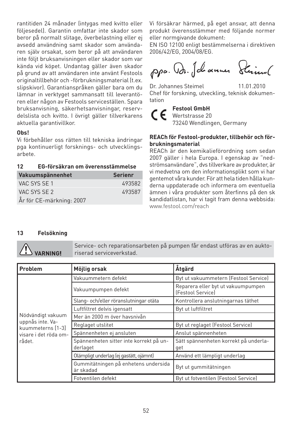 Festool VAC SYS User Manual | Page 52 / 101