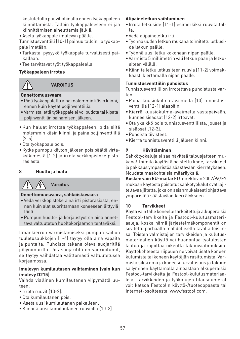 Festool VAC SYS User Manual | Page 57 / 101