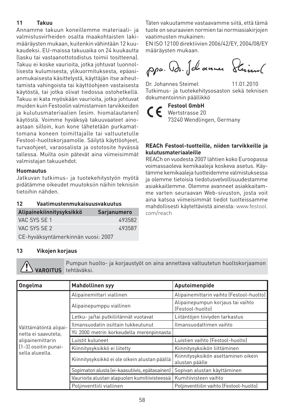 Festool VAC SYS User Manual | Page 58 / 101