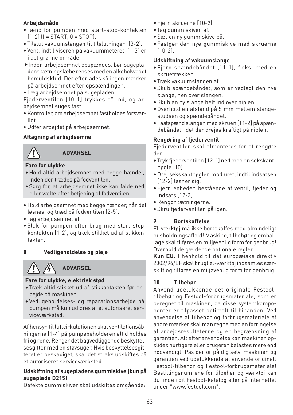 Festool VAC SYS User Manual | Page 63 / 101