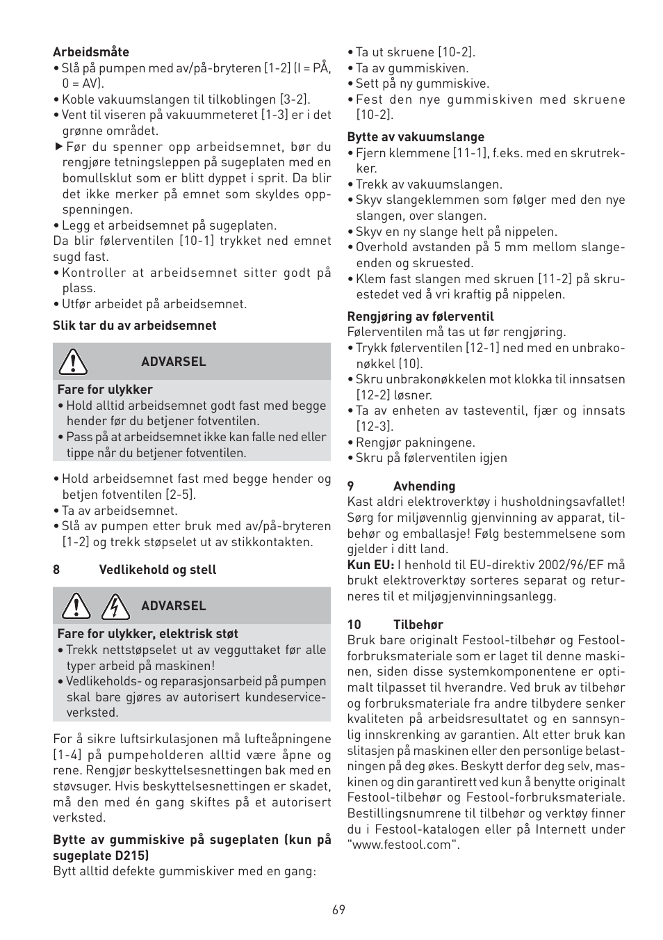 Festool VAC SYS User Manual | Page 69 / 101