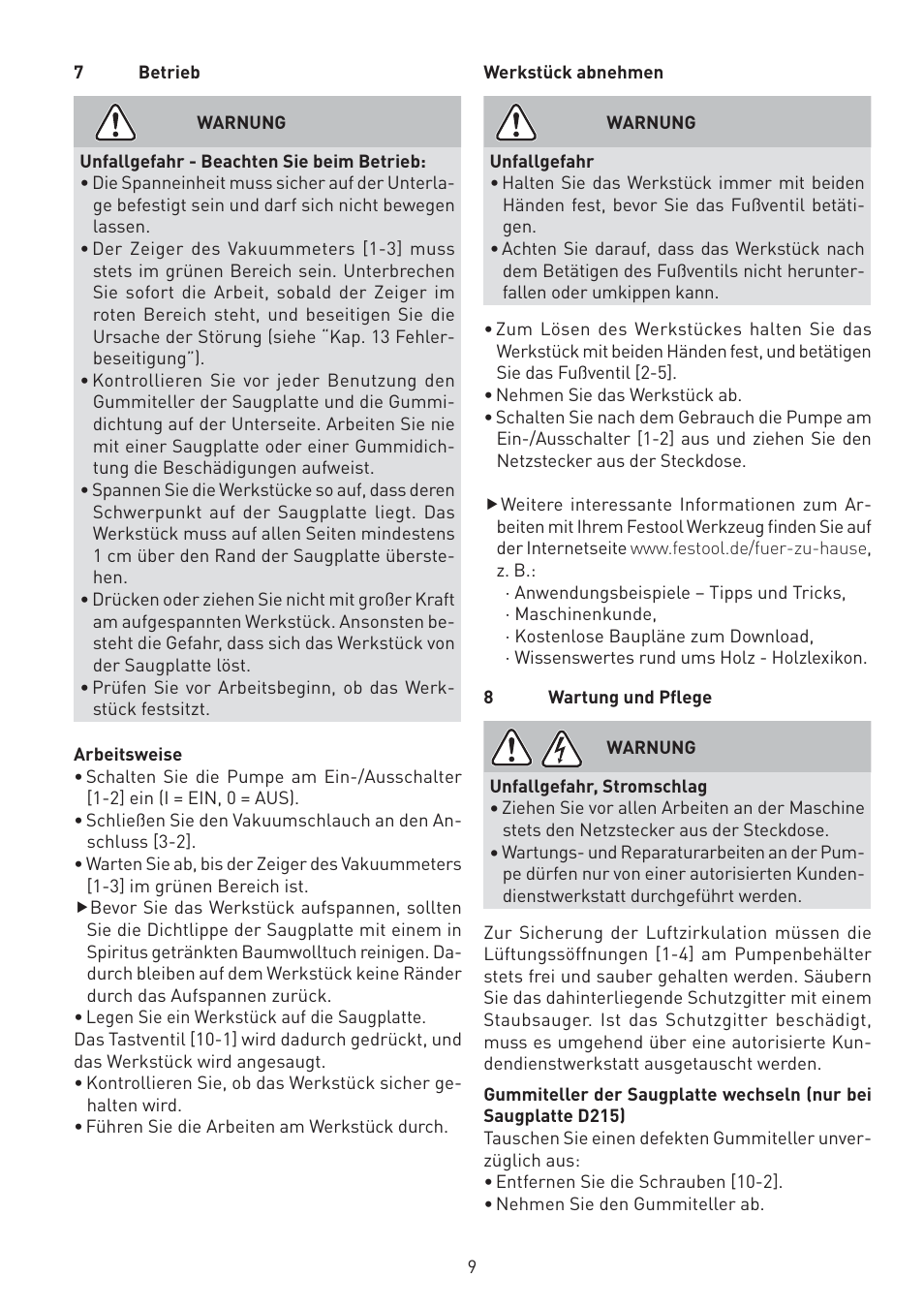 Festool VAC SYS User Manual | Page 9 / 101