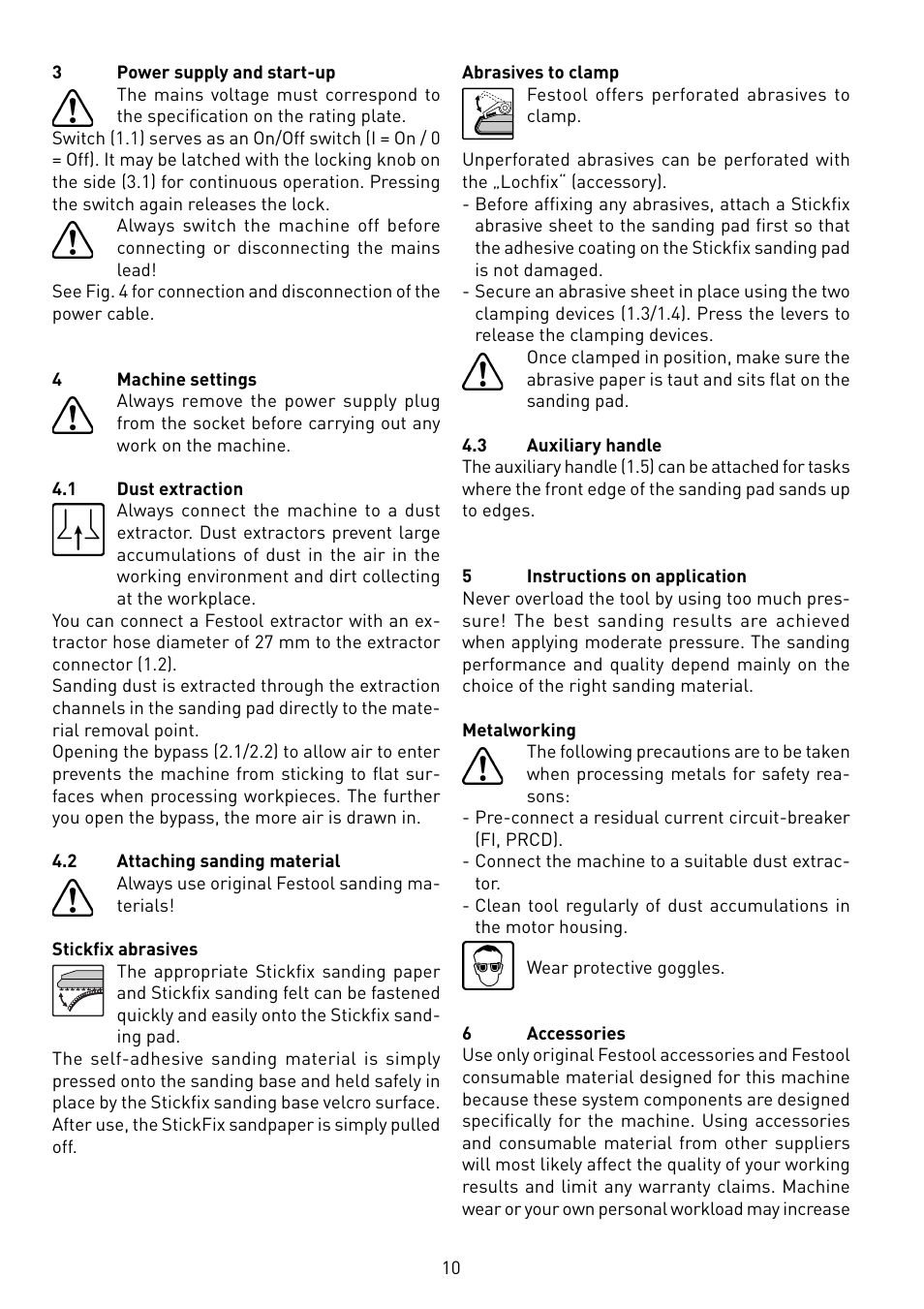 Festool RS 100 CQ User Manual | Page 10 / 46