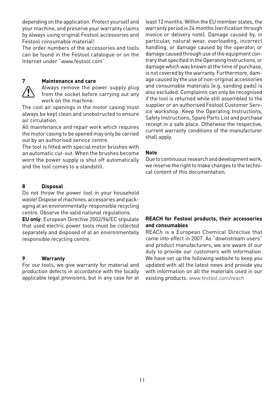 Festool RS 100 CQ User Manual | Page 11 / 46