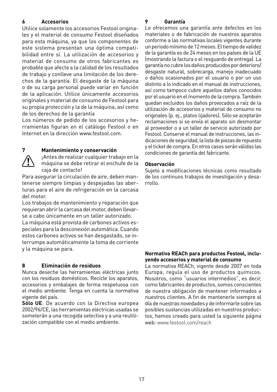 Festool RS 100 CQ User Manual | Page 17 / 46