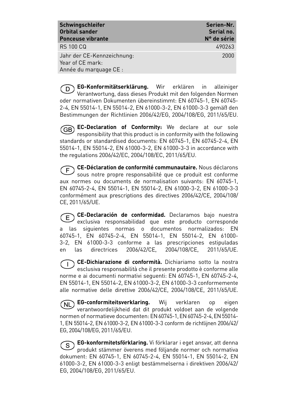 Festool RS 100 CQ User Manual | Page 2 / 46