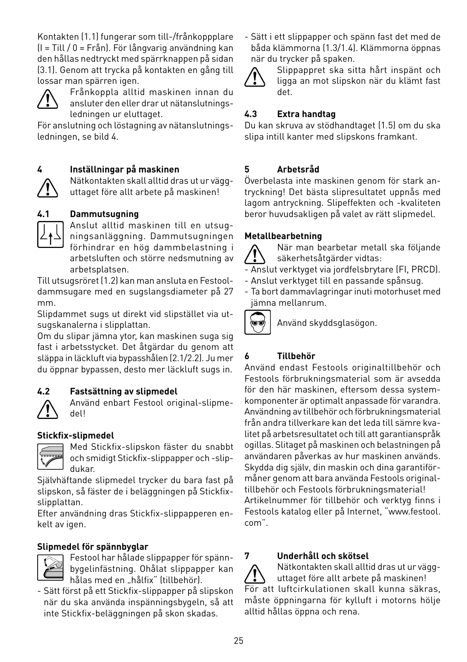 Festool RS 100 CQ User Manual | Page 25 / 46