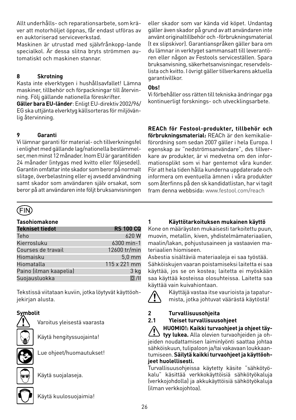 Festool RS 100 CQ User Manual | Page 26 / 46