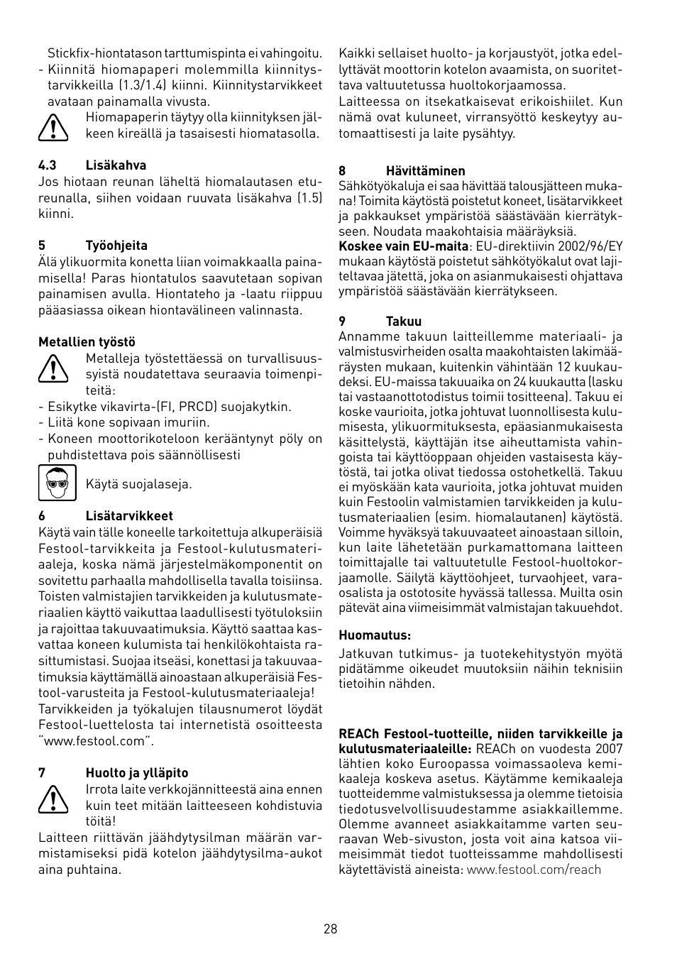 Festool RS 100 CQ User Manual | Page 28 / 46