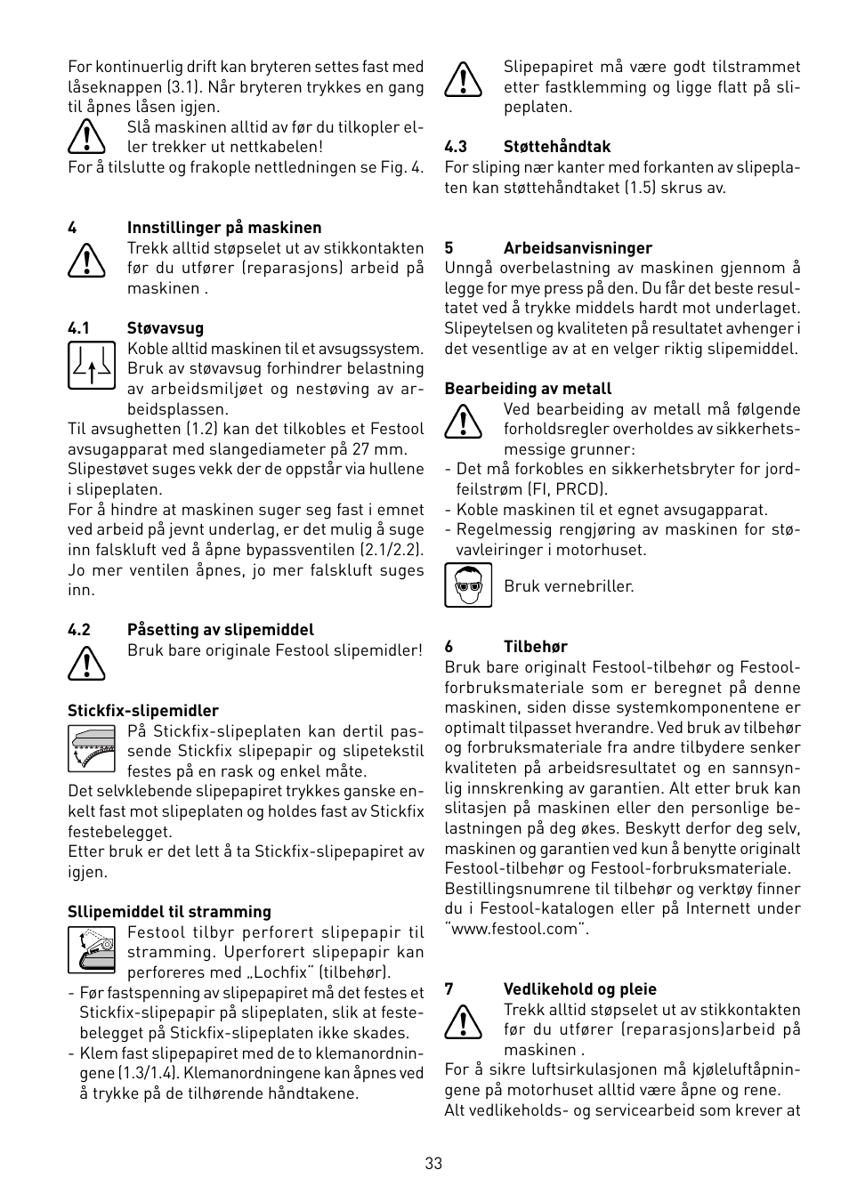 Festool RS 100 CQ User Manual | Page 33 / 46