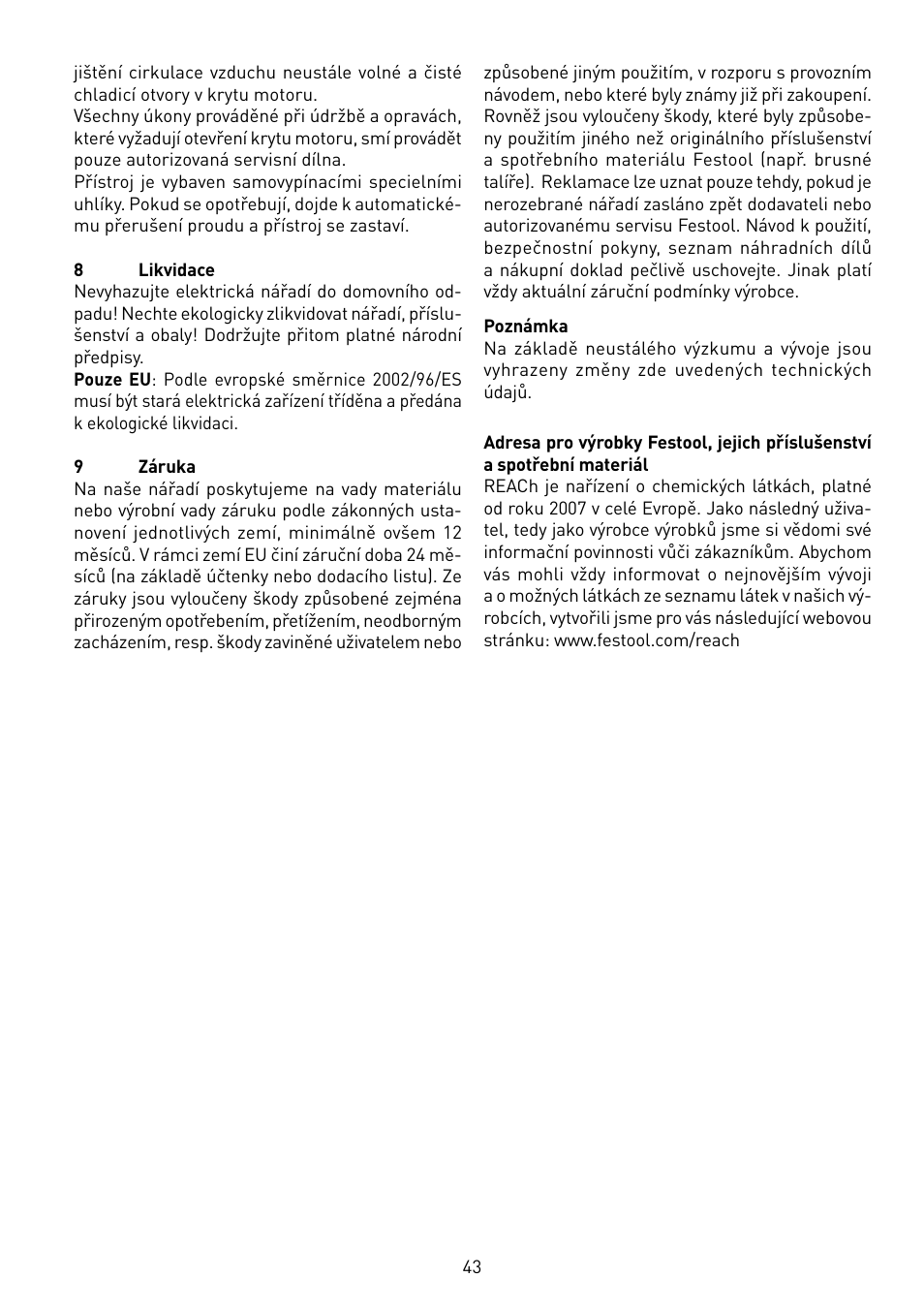 Festool RS 100 CQ User Manual | Page 43 / 46