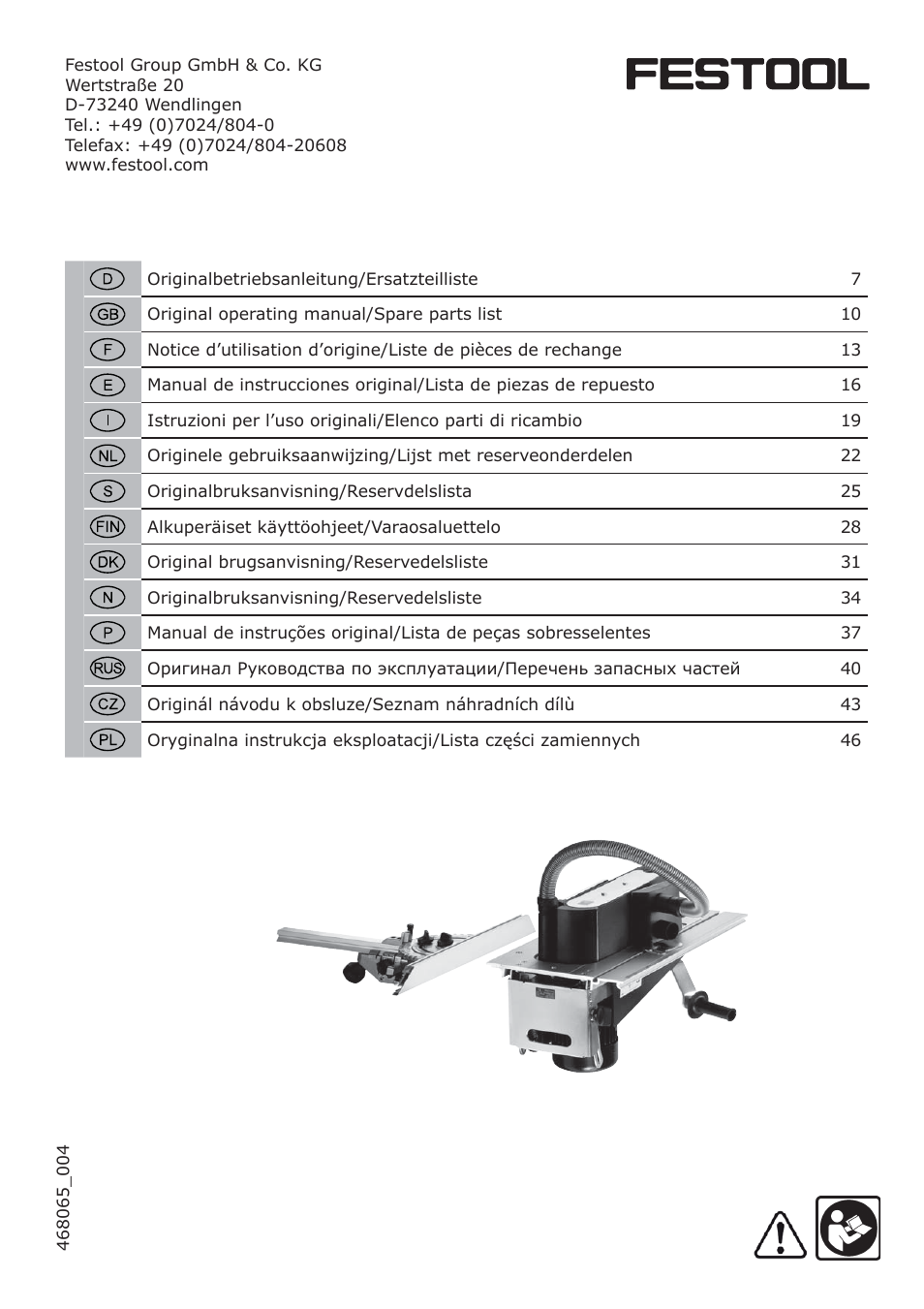 Festool CMS MOD BS 120 User Manual | 62 pages