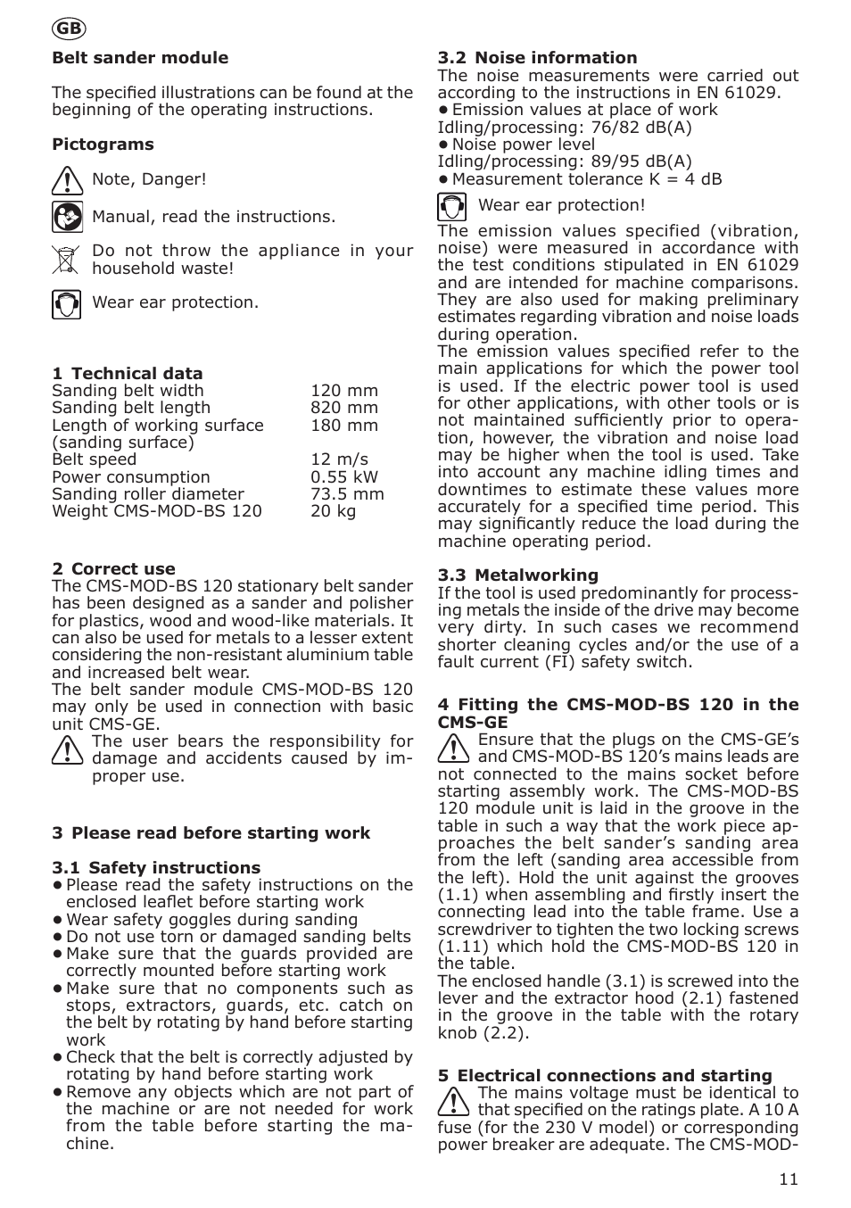 Festool CMS MOD BS 120 User Manual | Page 11 / 62