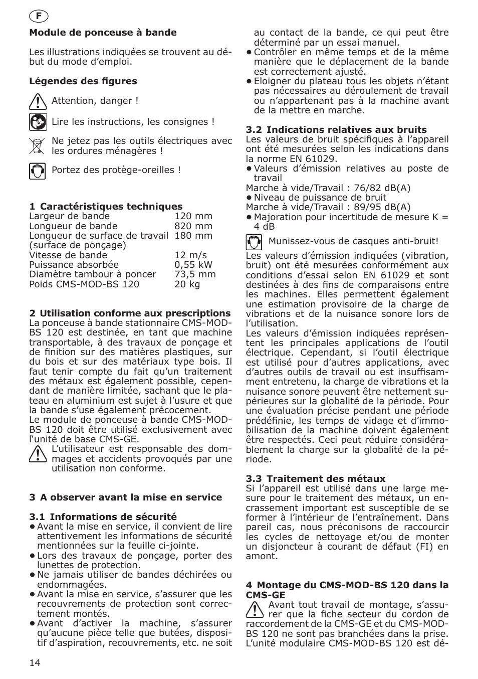 Festool CMS MOD BS 120 User Manual | Page 14 / 62