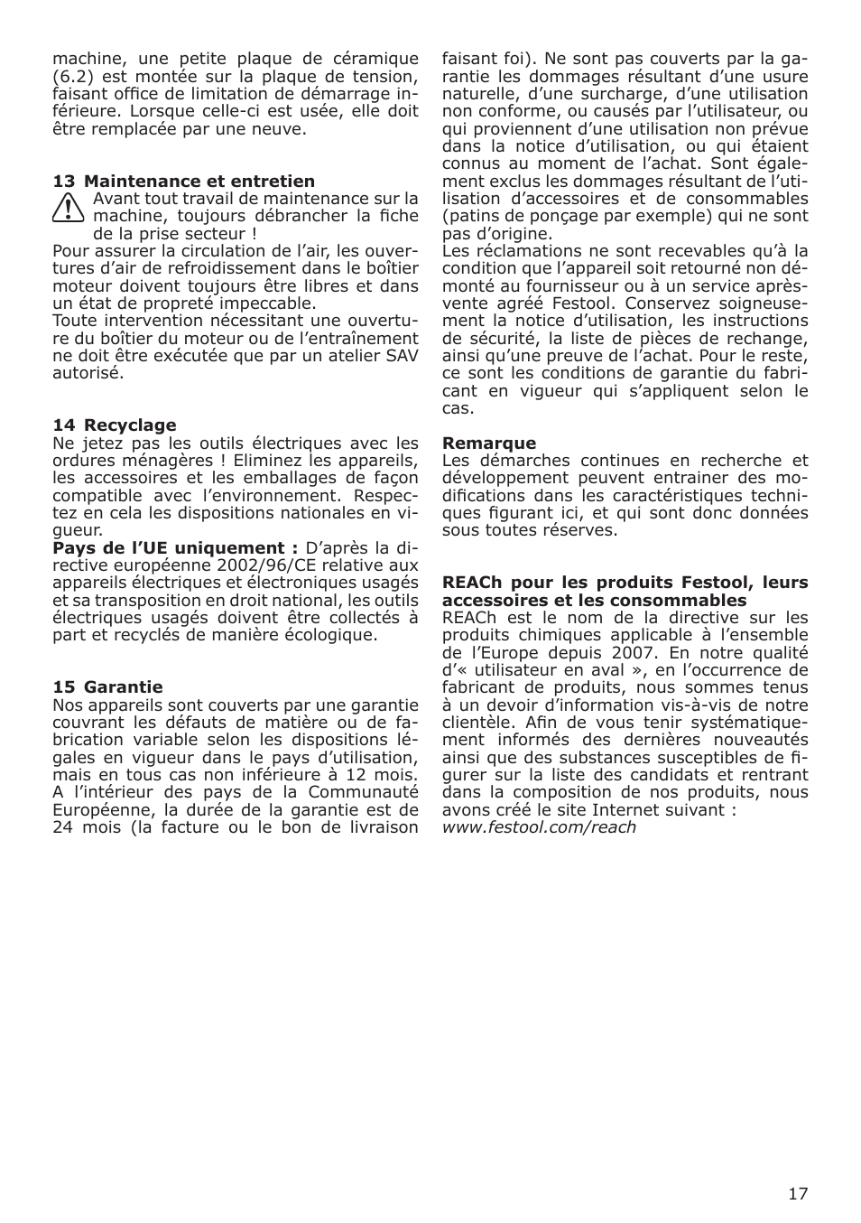 Festool CMS MOD BS 120 User Manual | Page 17 / 62