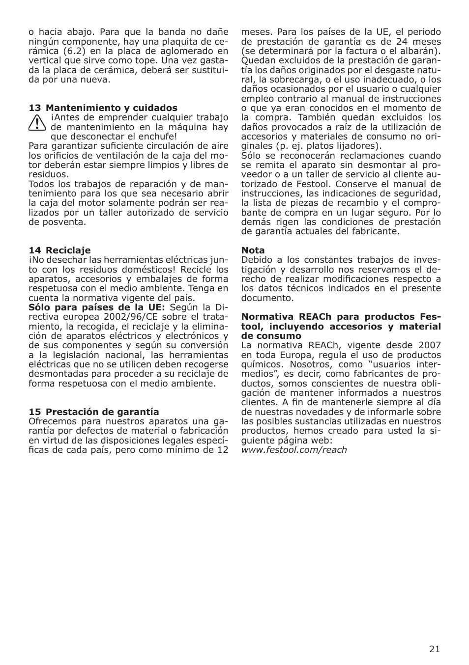 Festool CMS MOD BS 120 User Manual | Page 21 / 62