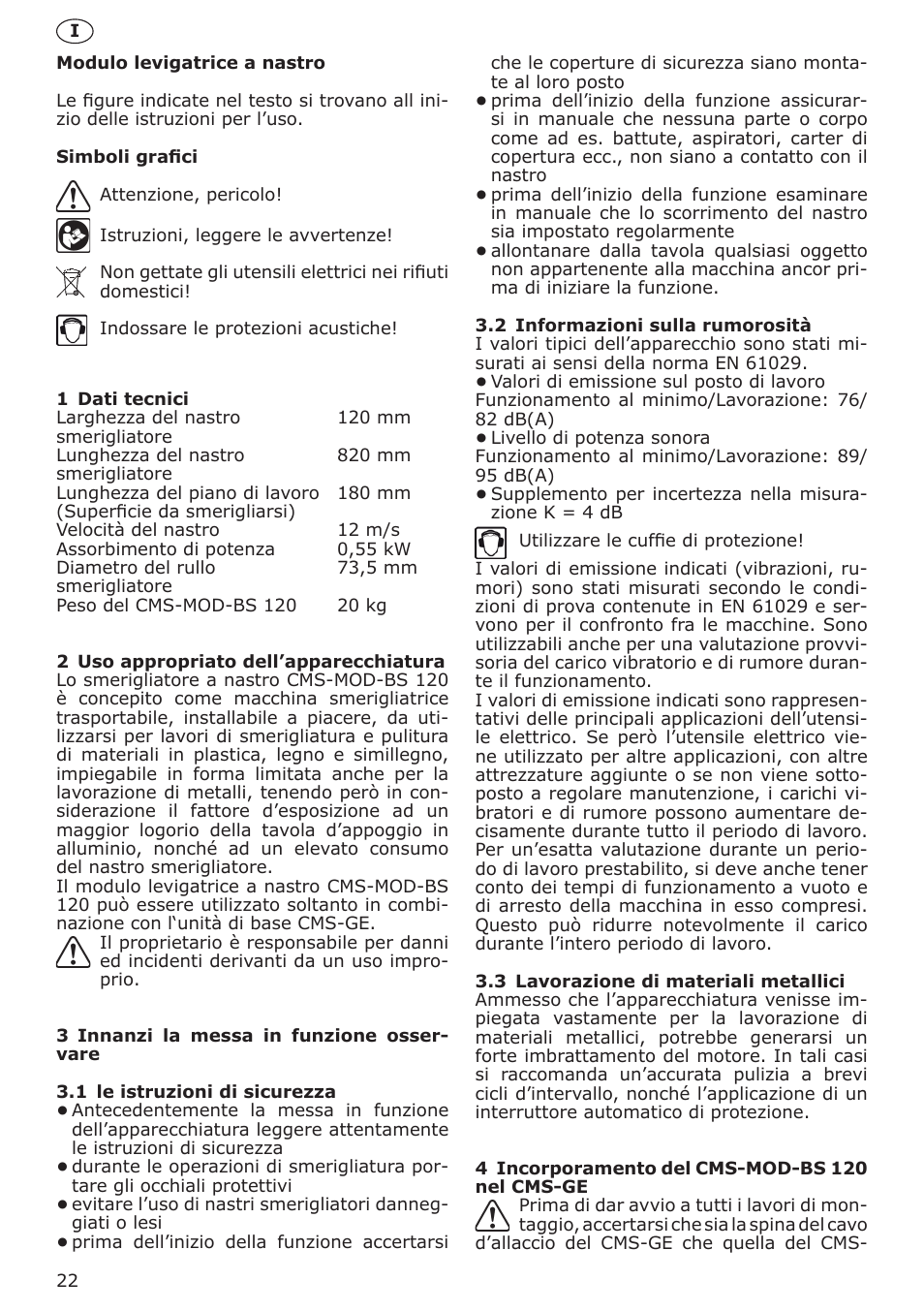 Festool CMS MOD BS 120 User Manual | Page 22 / 62