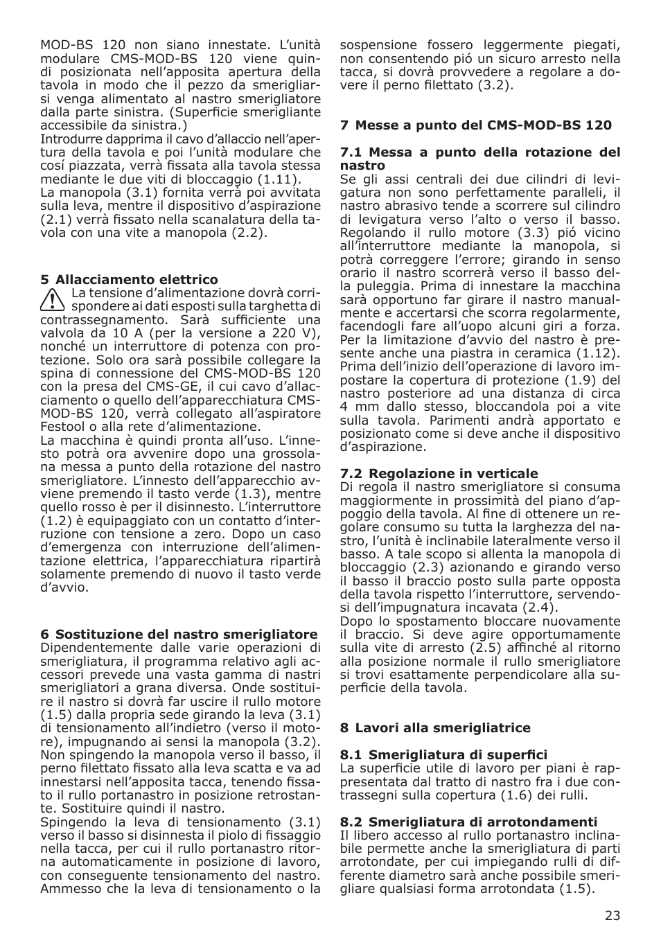 Festool CMS MOD BS 120 User Manual | Page 23 / 62