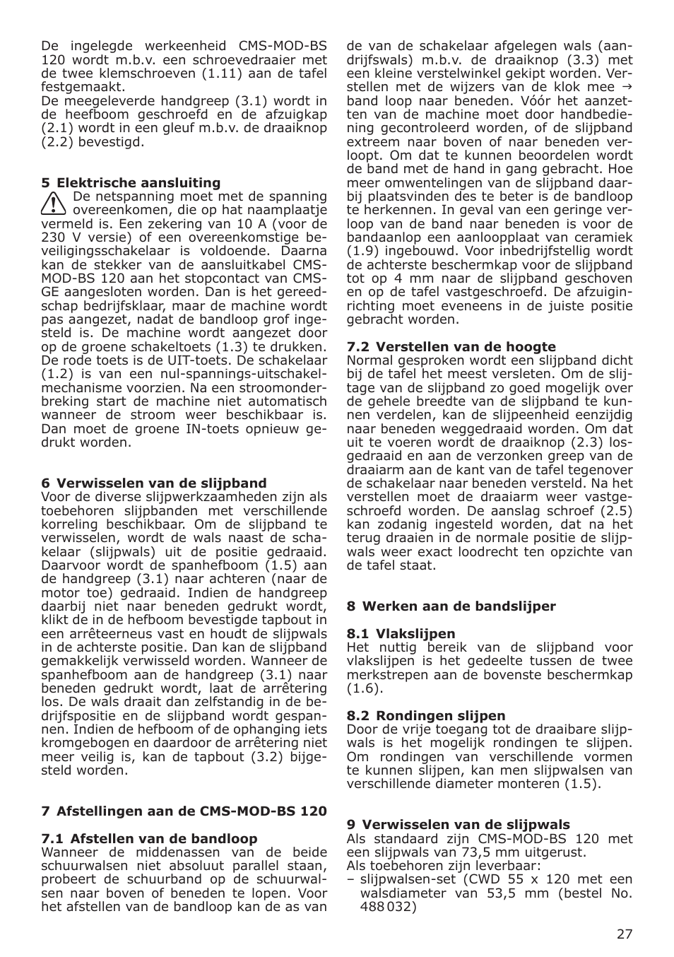 Festool CMS MOD BS 120 User Manual | Page 27 / 62