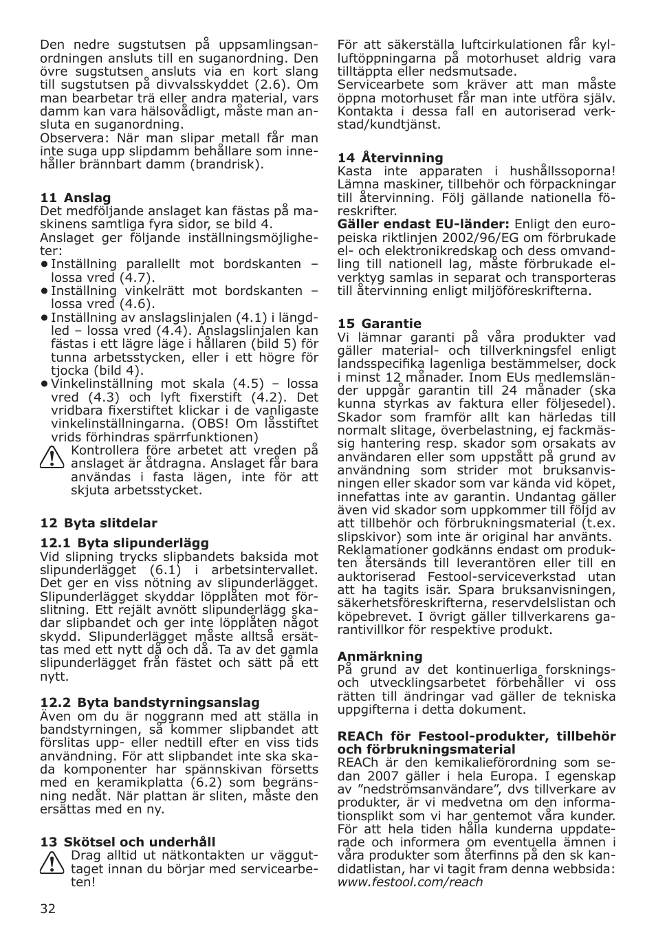 Festool CMS MOD BS 120 User Manual | Page 32 / 62