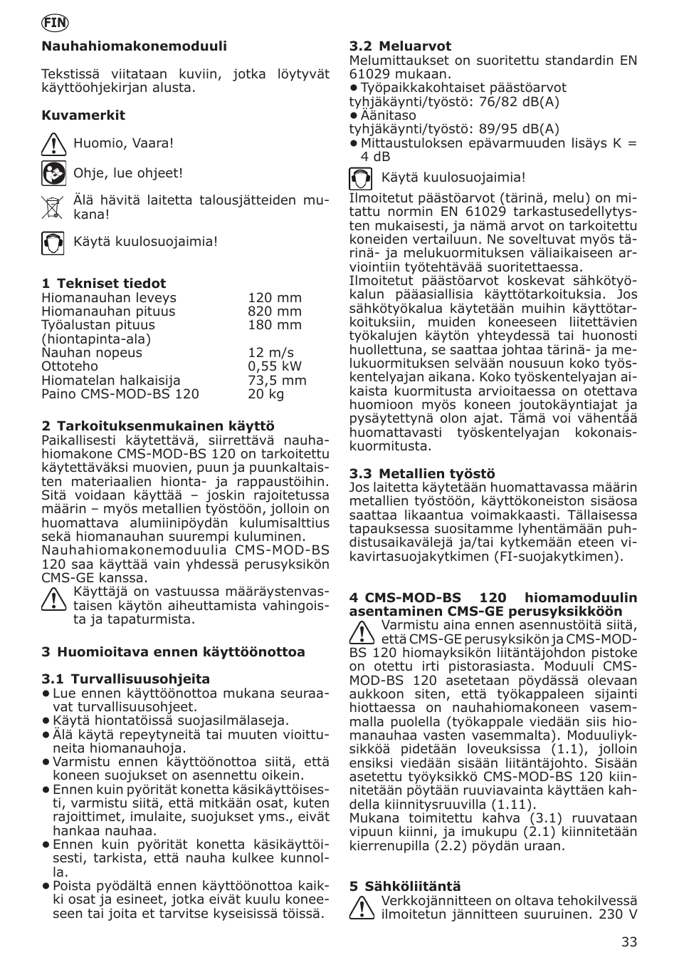 Festool CMS MOD BS 120 User Manual | Page 33 / 62