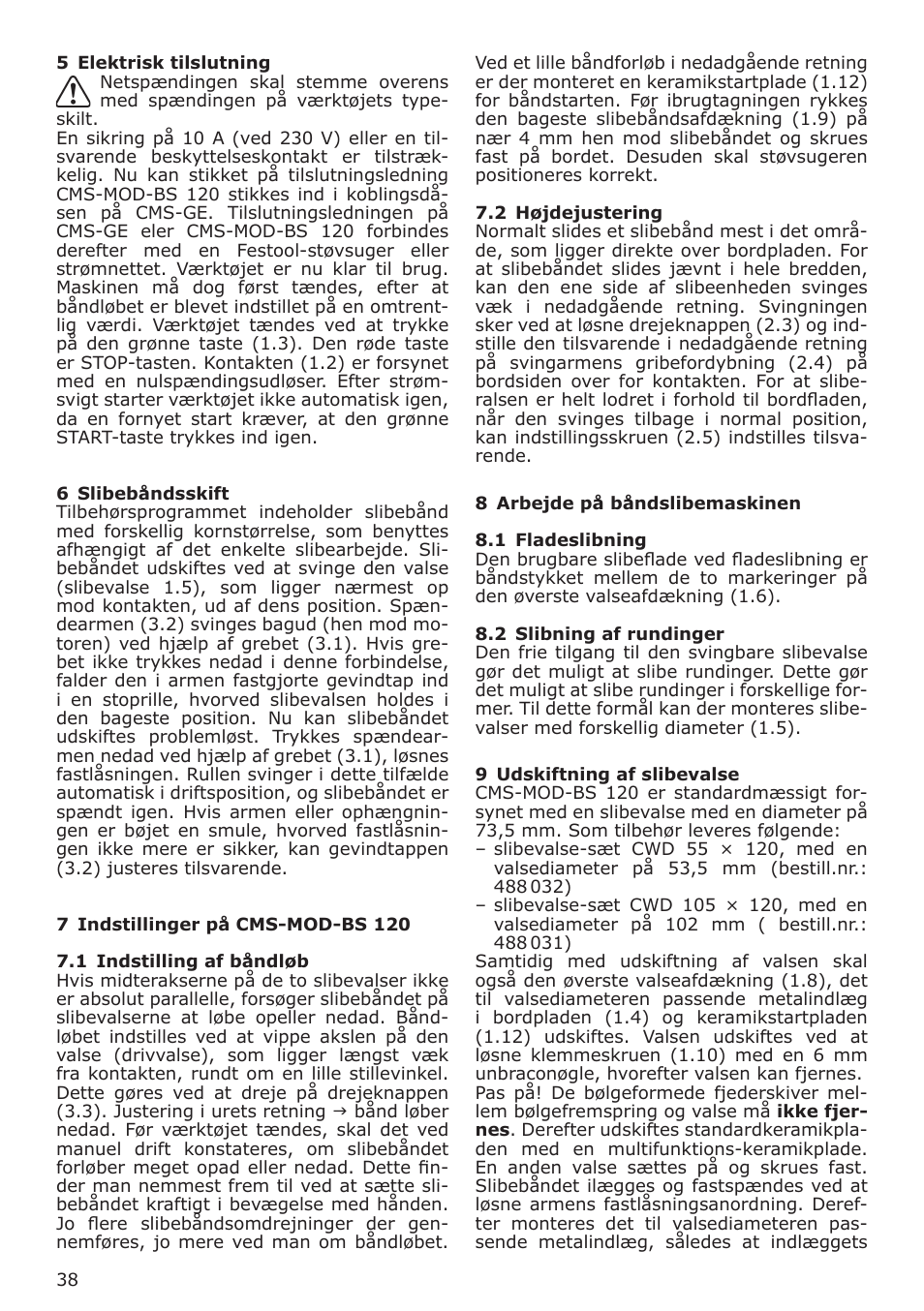 Festool CMS MOD BS 120 User Manual | Page 38 / 62