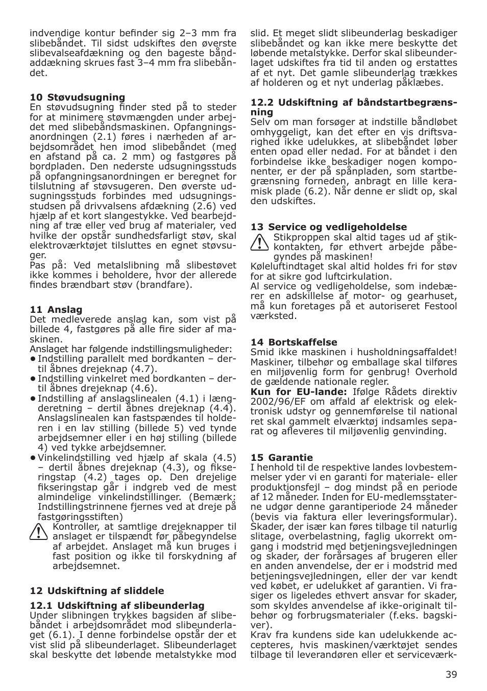 Festool CMS MOD BS 120 User Manual | Page 39 / 62