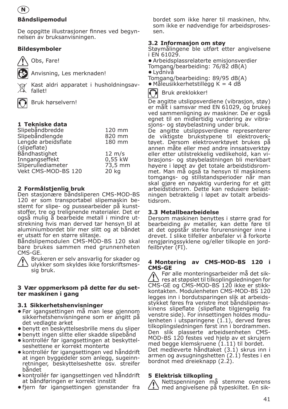 Festool CMS MOD BS 120 User Manual | Page 41 / 62