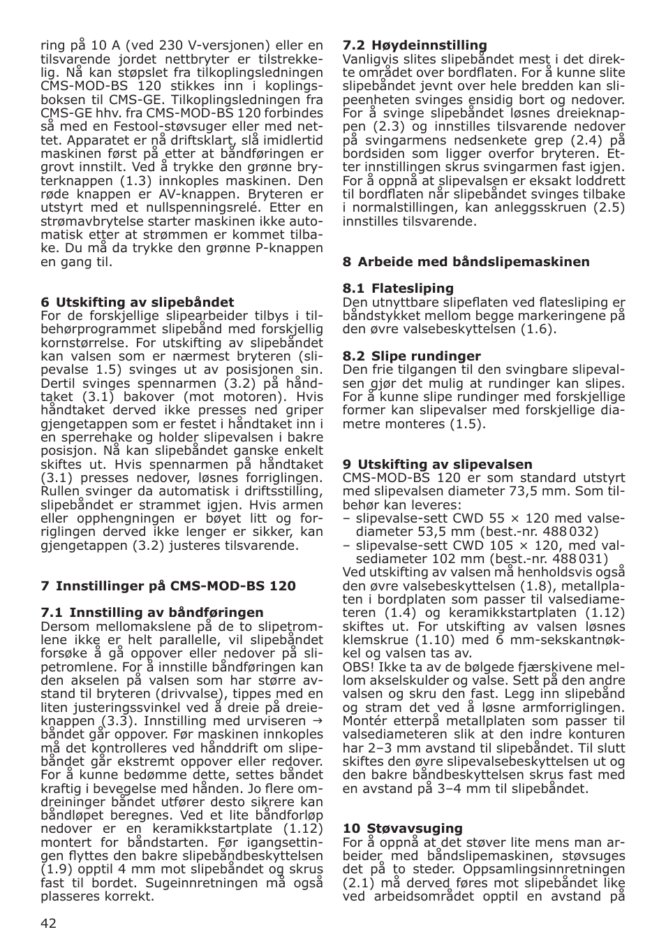 Festool CMS MOD BS 120 User Manual | Page 42 / 62