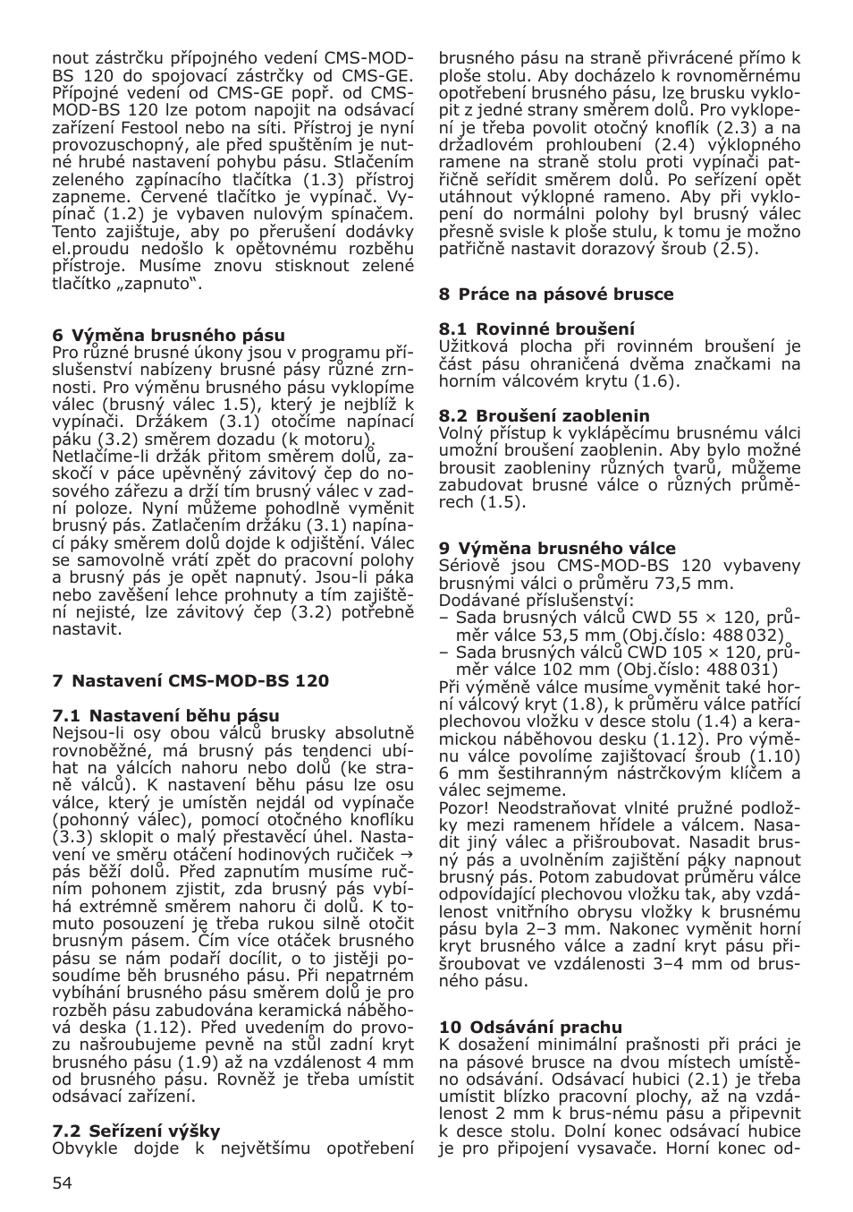 Festool CMS MOD BS 120 User Manual | Page 54 / 62